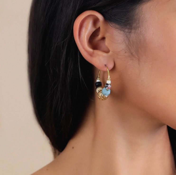 BAYA Beaded Creole Earrings