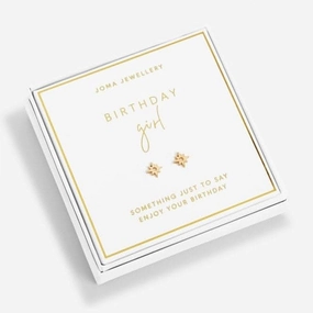 Beautifully Boxed Birthday Girl Gold Box Earrings 6235