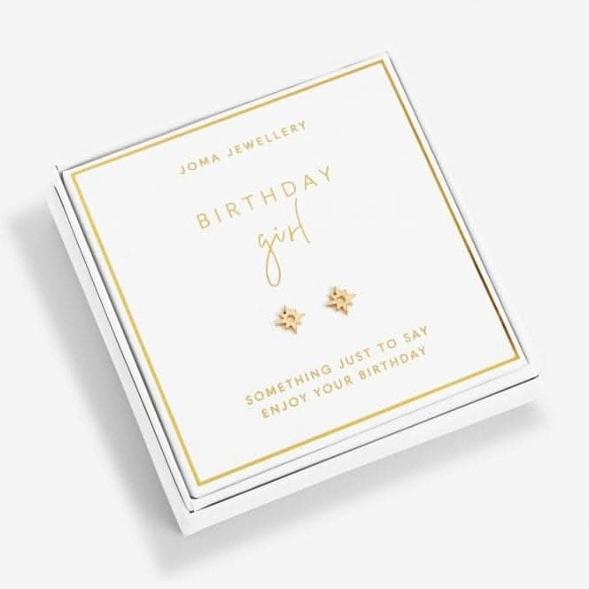 Beautifully Boxed Birthday Girl Gold Box Earrings 6235