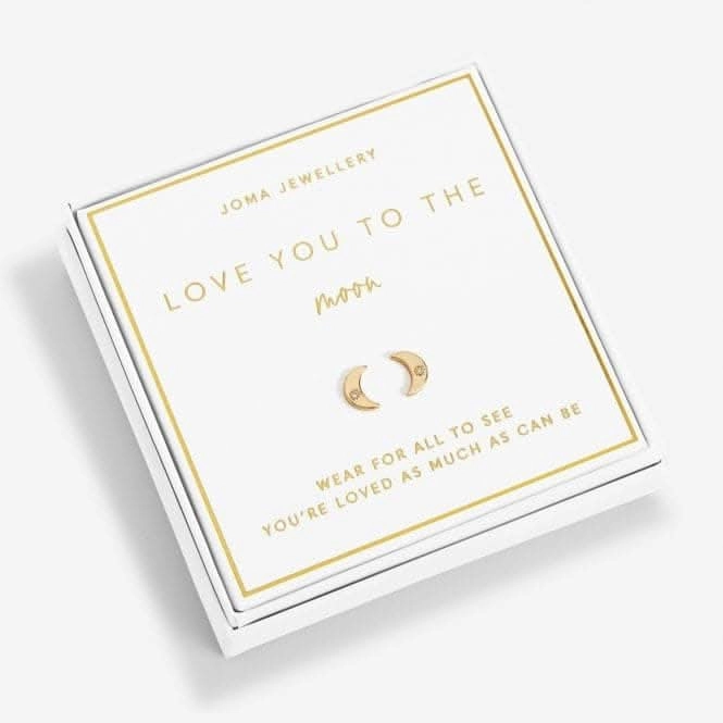 Beautifully Boxed Love You To The Moon Gold Box Earrings 6236