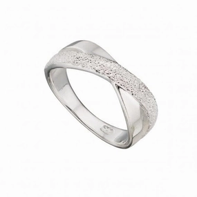 Beginnings  Sterling Silver 1/2 Dmond Cut X Kiss Ring R702