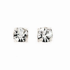 Beginnings Sterling Silver A127C Clear Crystal 4mm Claw Stud Earrings