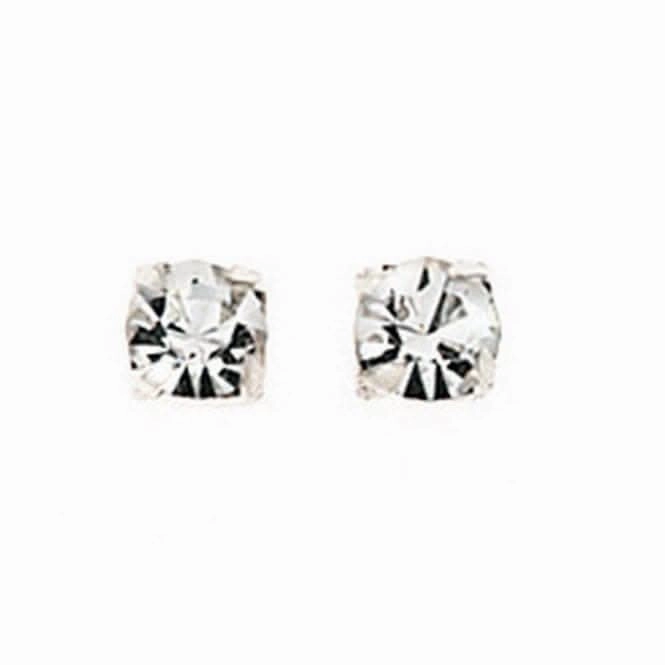 Beginnings Sterling Silver A127C Clear Crystal 4mm Claw Stud Earrings