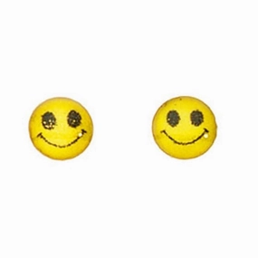 Beginnings Sterling Silver A513Y Yellow Smiley Face Stud Earrings