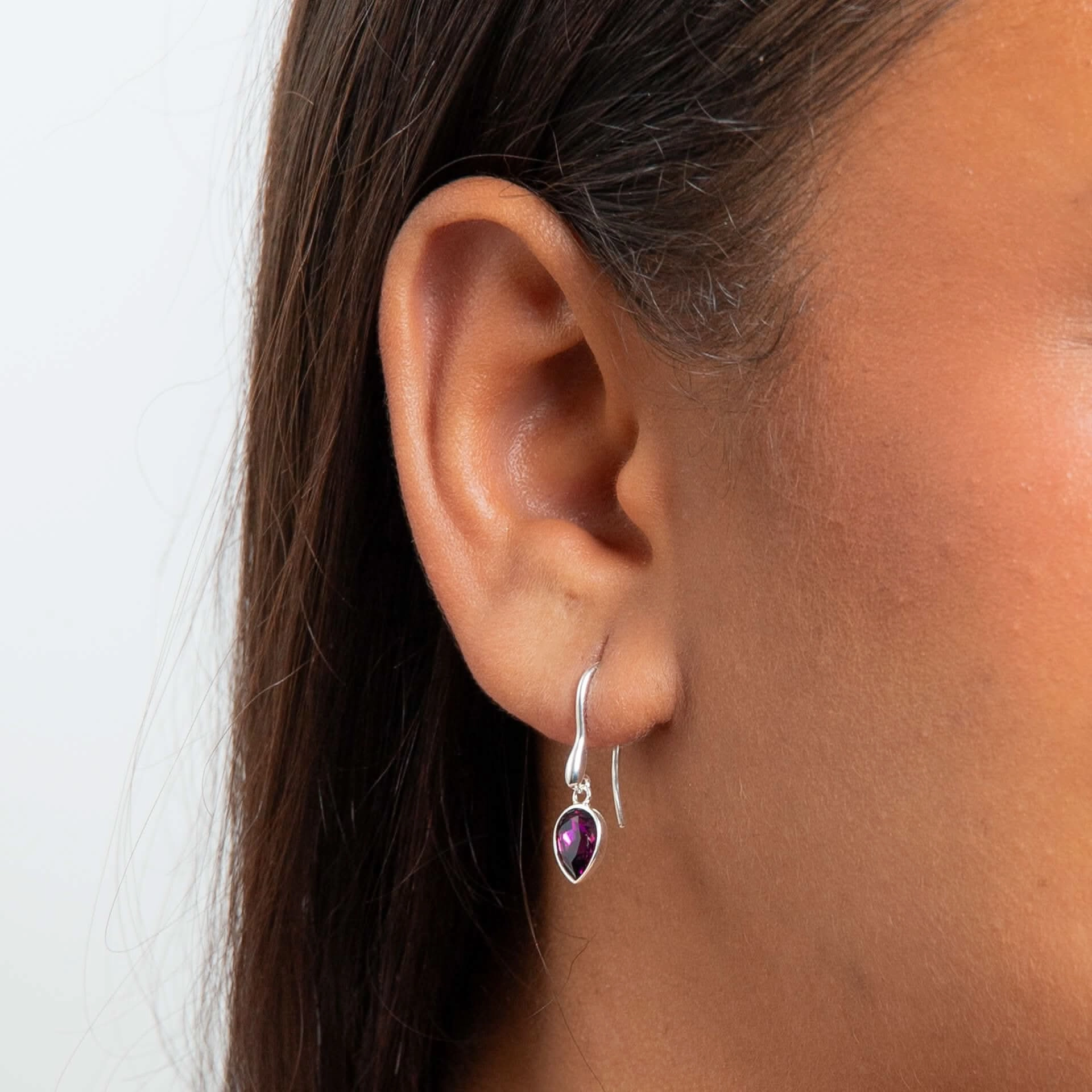 Beginnings Sterling Silver Amethyst Crystal Amethyst Earrings E6489M