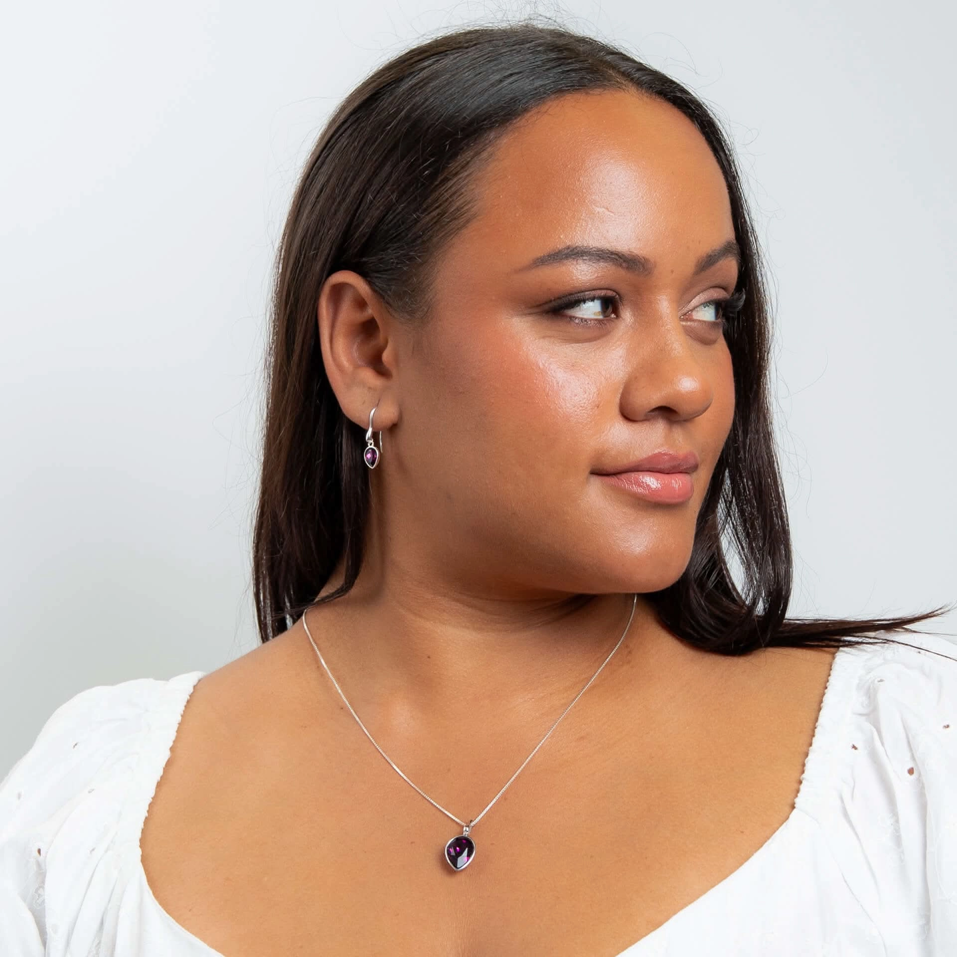 Beginnings Sterling Silver Amethyst Crystal Amethyst Earrings E6489M