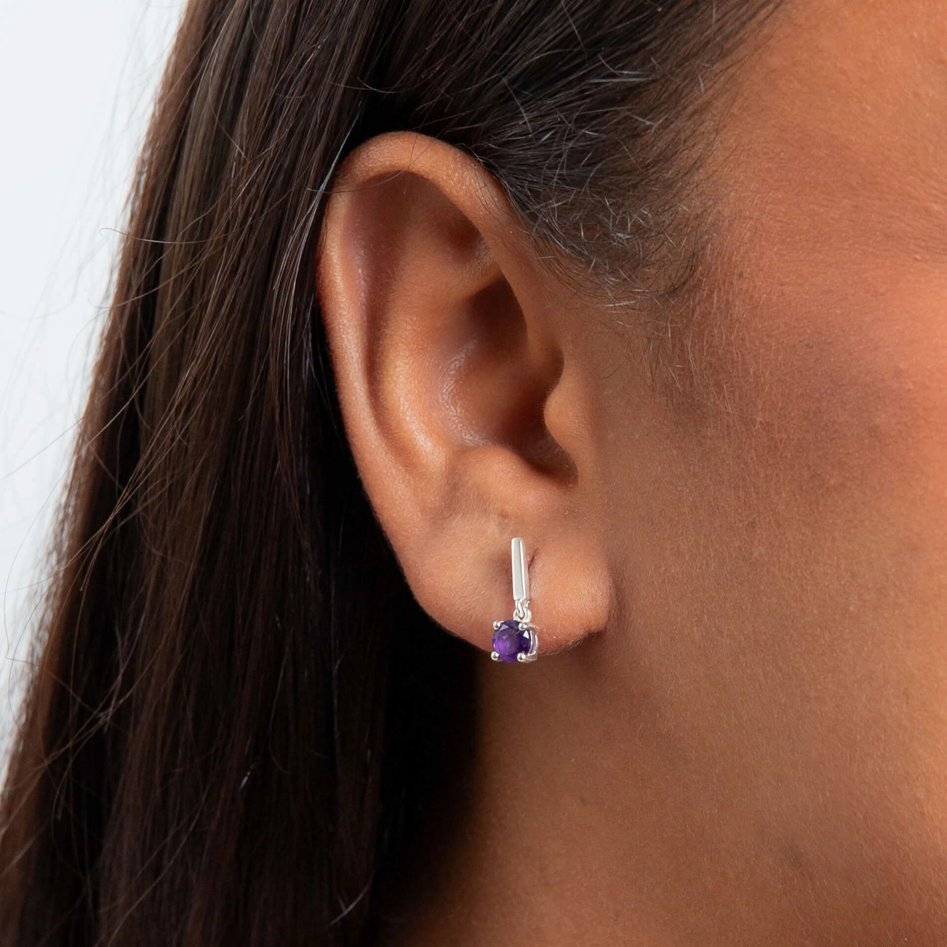Beginnings Sterling Silver Amethyst Purple Earrings E6487M