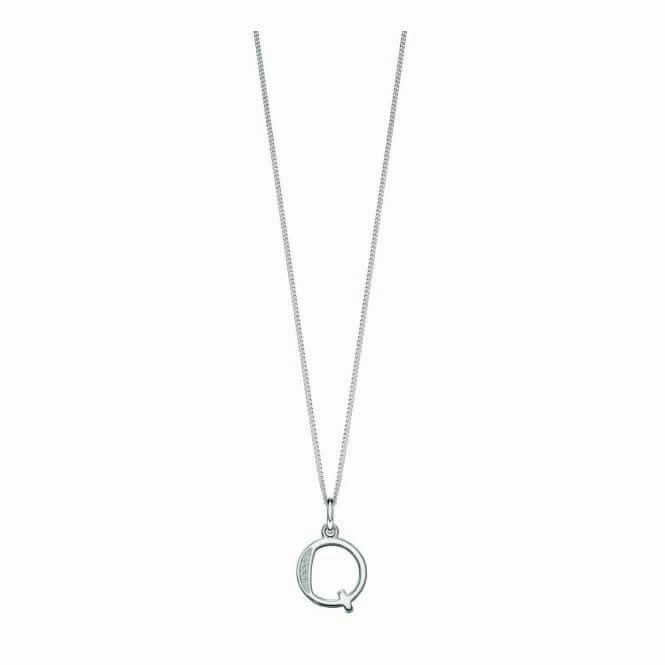 Beginnings Sterling Silver Art Deco Initial Q Cubic Zirconia Pendant P4739C