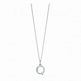 Beginnings Sterling Silver Art Deco Initial Q Cubic Zirconia Pendant P4739C