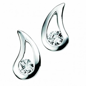 Beginnings Sterling Silver Clear Cubic Zirconia Teardrop Earrings E3057C