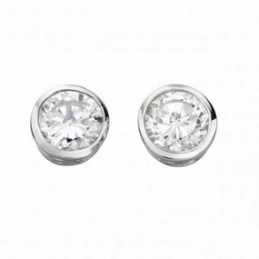 Beginnings Sterling Silver Clear Cz Round Stud Earrings E2928C