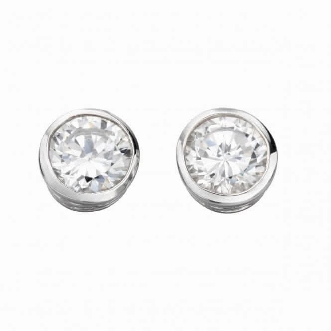 Beginnings Sterling Silver Clear Cz Round Stud Earrings E2928C