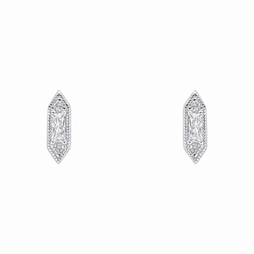 Beginnings Sterling Silver Cubic Zirconia White Earrings E6496C