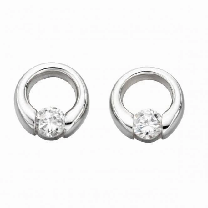 Beginnings Sterling Silver E2920C Clear Cz Open Disc Stud Earrings