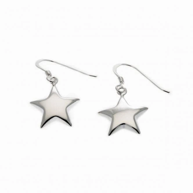 Beginnings Sterling Silver E3192 Small Puffed Star Drop Earrings