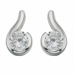 Beginnings Sterling Silver E436C Clear Cz Post Earrings