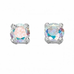 Beginnings Sterling Silver E4596 Rainbow Cz 4mm Stud Earrings