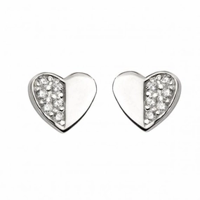 Beginnings Sterling Silver E5412C Cz Pve Double Heart Earrings
