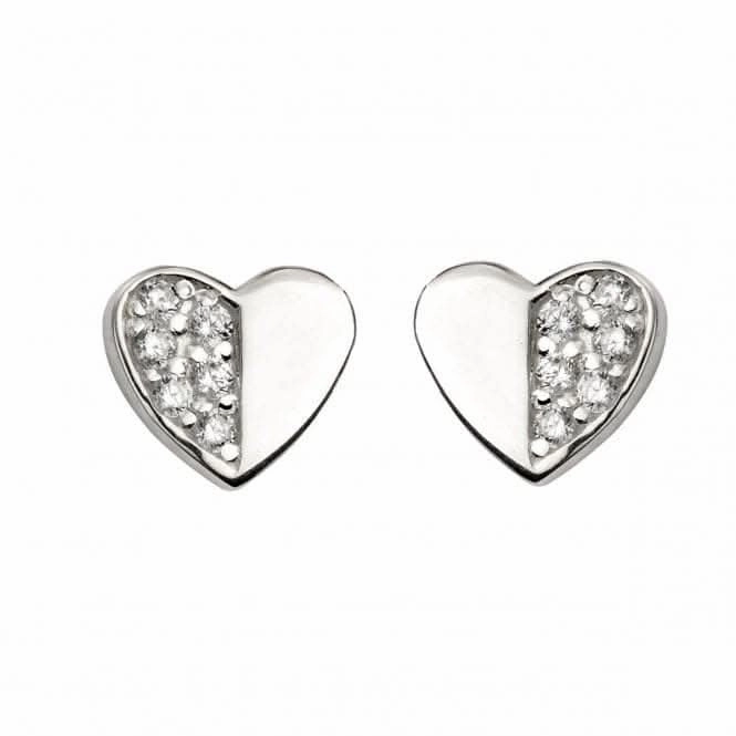 Beginnings Sterling Silver E5412C Cz Pve Double Heart Earrings