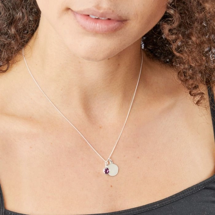 Beginnings Sterling Silver February Birth Stone Pendant P4591