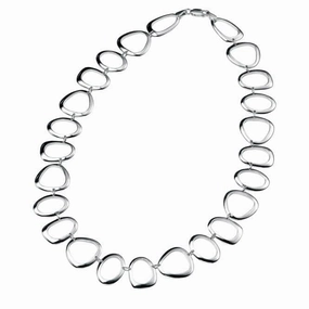 Beginnings Sterling Silver Oval Triangle & Round Open Link 45cm Necklaces N2708