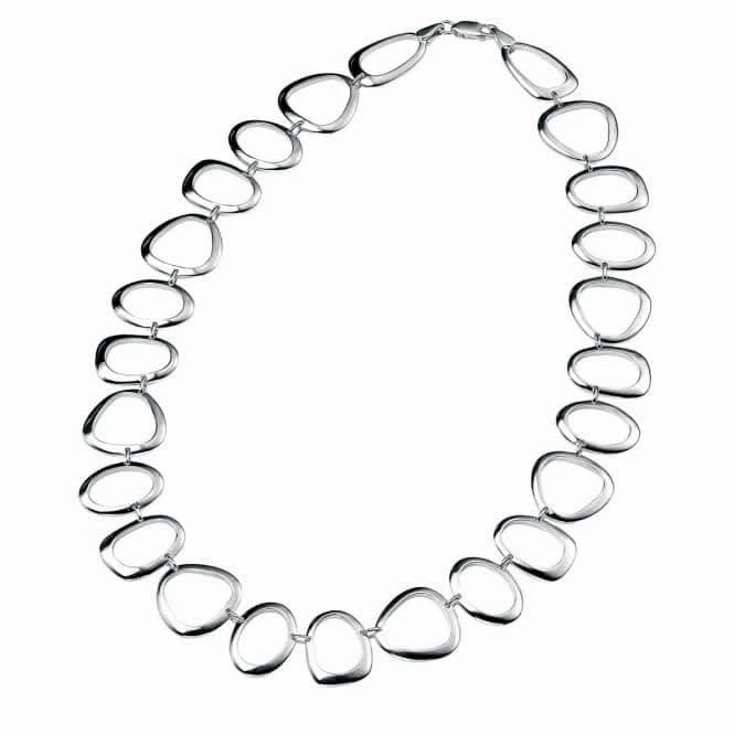 Beginnings Sterling Silver Oval Triangle & Round Open Link 45cm Necklaces N2708