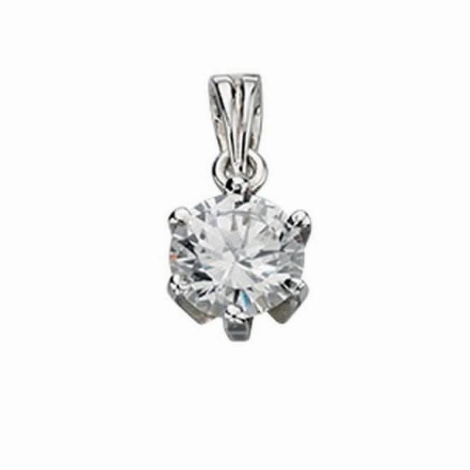 Beginnings Sterling Silver P2168C Clear Cz Round Pendant