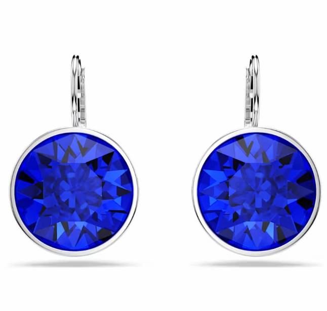 Bella Blue Round Silver Drop Earrings