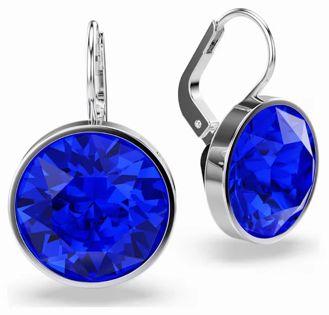 Bella Blue Round Silver Drop Earrings