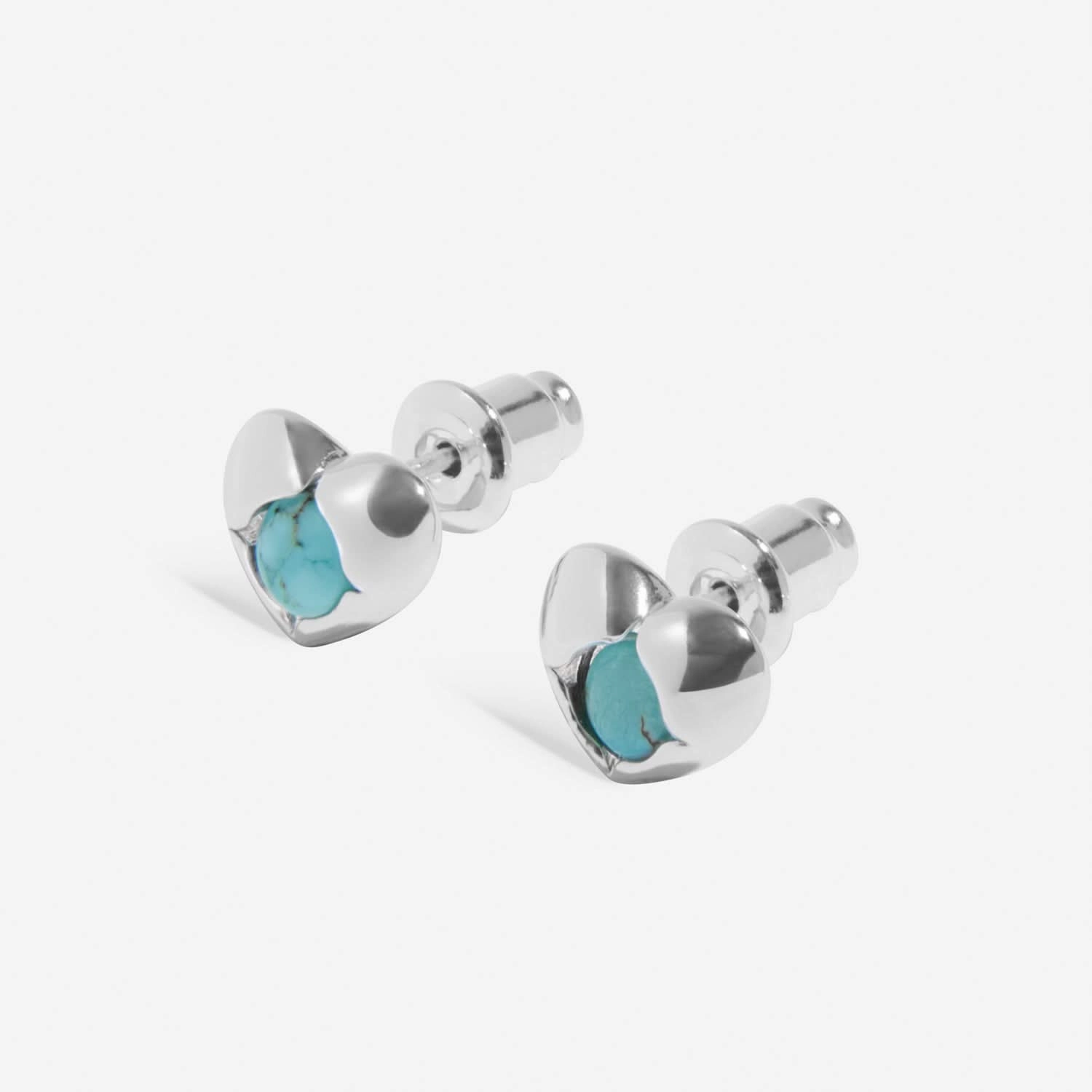 Birthstone December Turquoise Silver Plated Earrings 8398