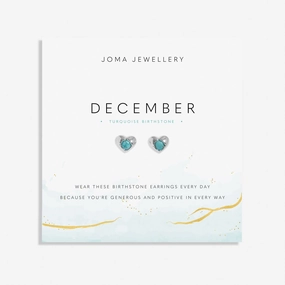 Birthstone December Turquoise Silver Plated Earrings 8398