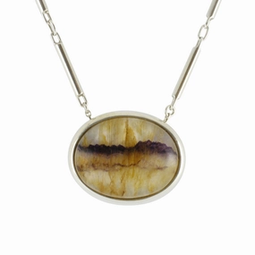 Blue John Necklace Oval Silver