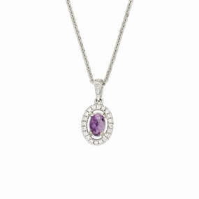 Blue John Pendant Oval With Diamonds 18ct White Gold