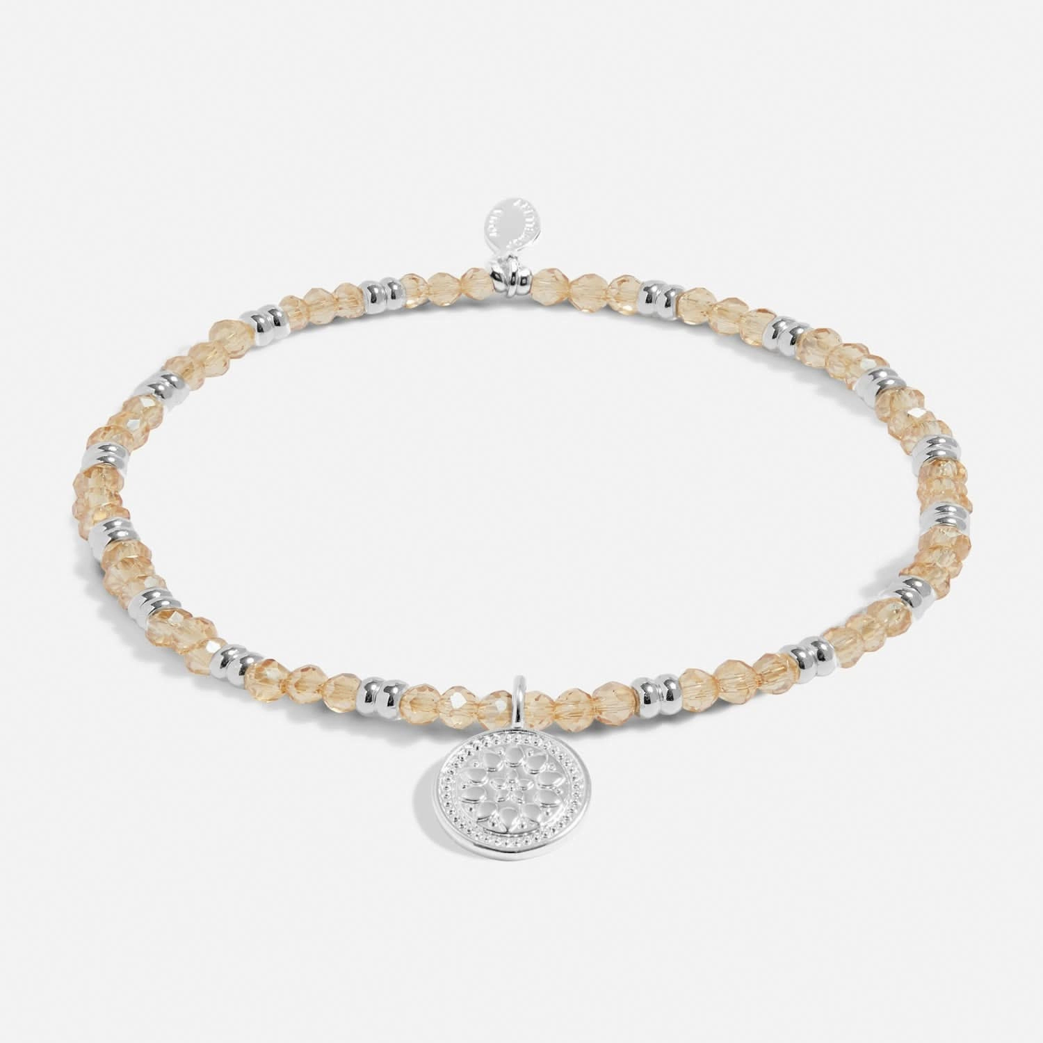 Boho Beads Coin Champagne Silver Plated Bracelet 7773