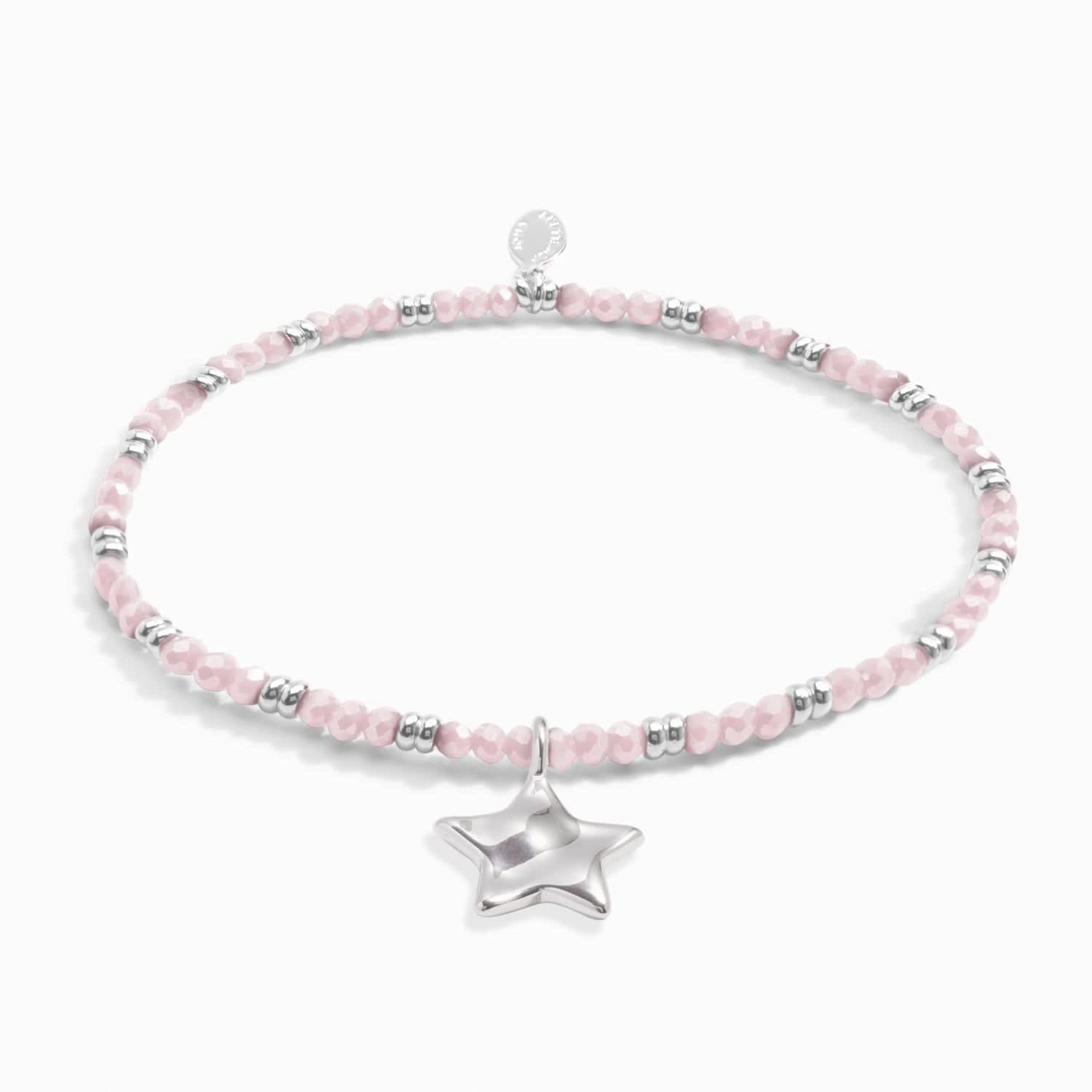 Boho Beads Star Pink Silver Plated Bracelet 7777