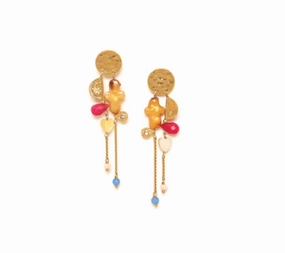 CALI yellow MOP disc post earring with dangles