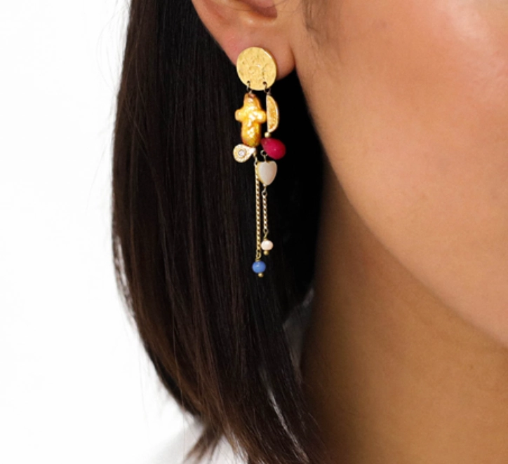 CALI yellow MOP disc post earring with dangles