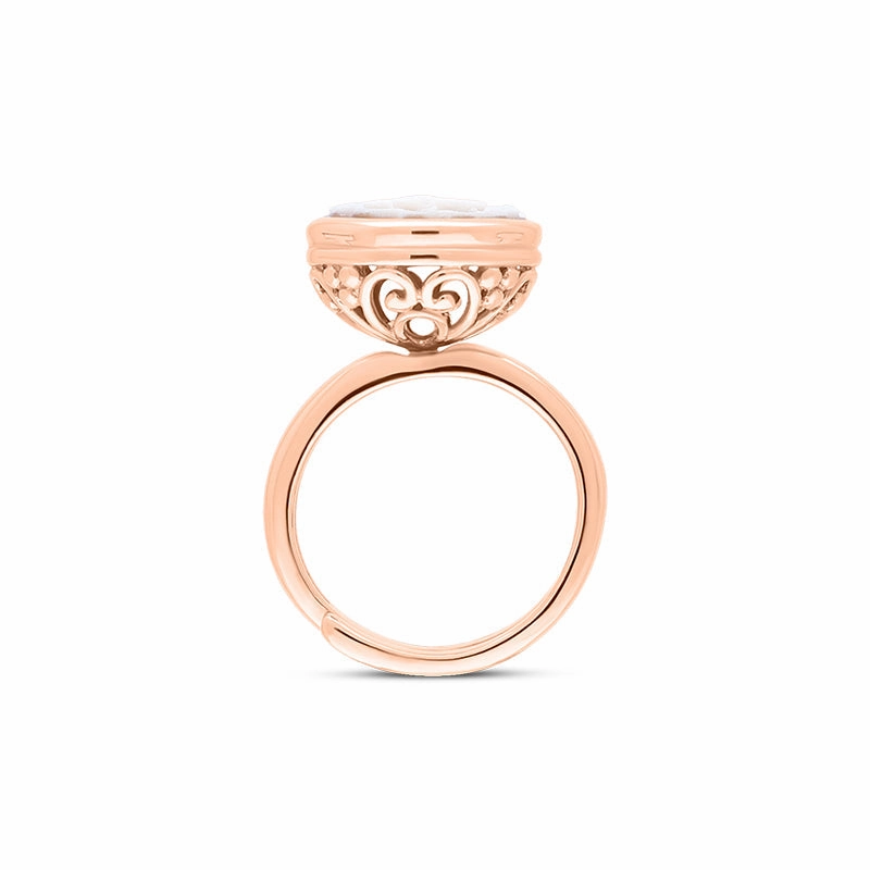 Cameo Italy Rose Gold Plated Sterling Silver Round Poinsettia Ring D