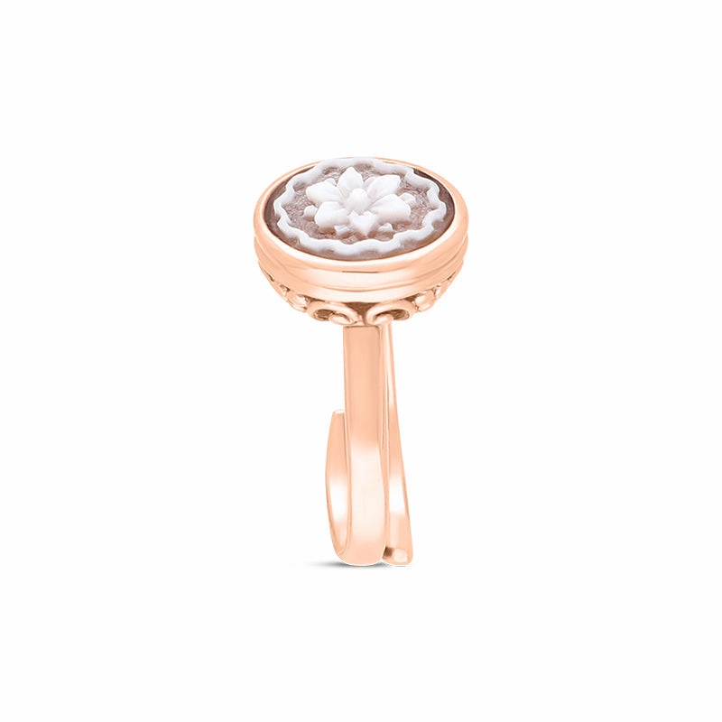 Cameo Italy Rose Gold Plated Sterling Silver Round Poinsettia Ring D