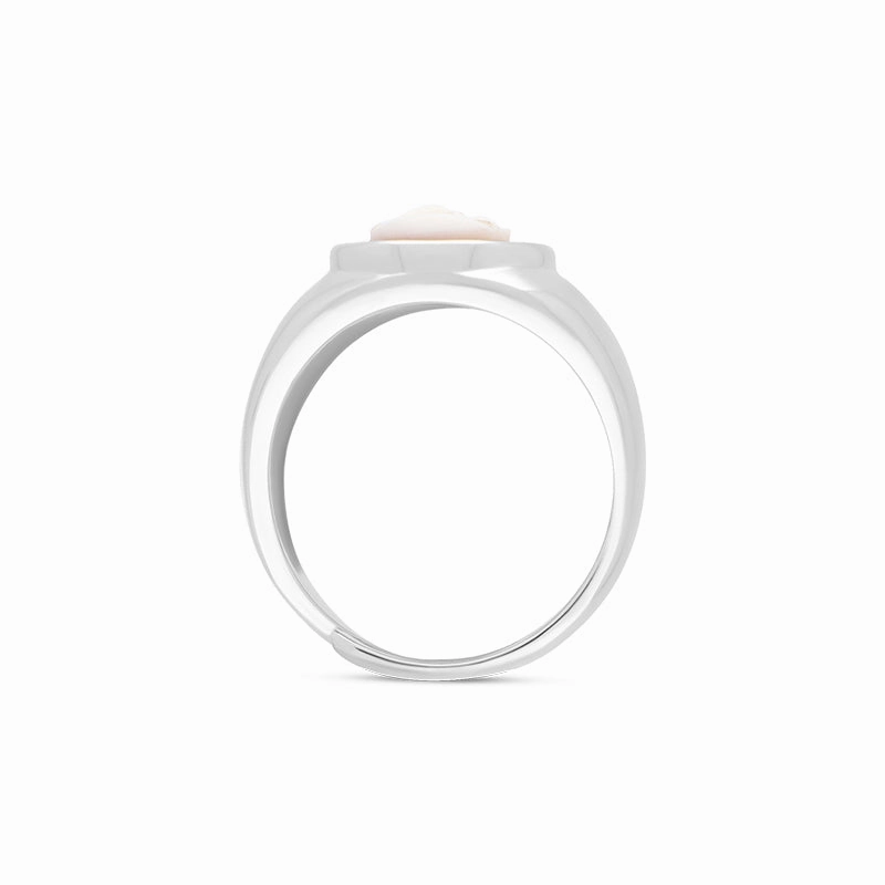 Cameo Italy Sterling Silver Signet Lady Ring D