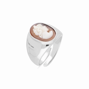Cameo Italy Sterling Silver Signet Lady Ring D