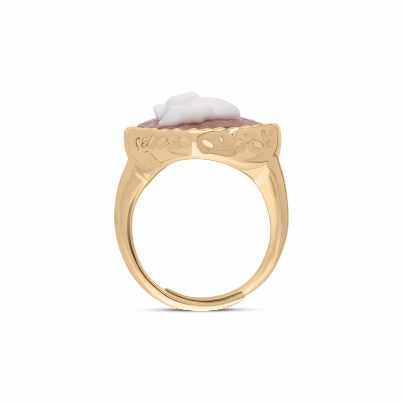 Cameo Italy Yellow Gold Plated Sterling Silver Heart Teddy Ring D