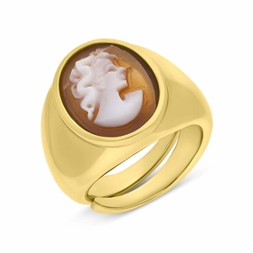 Cameo Italy Yellow Gold Plated Sterling Silver Portrait Ring D