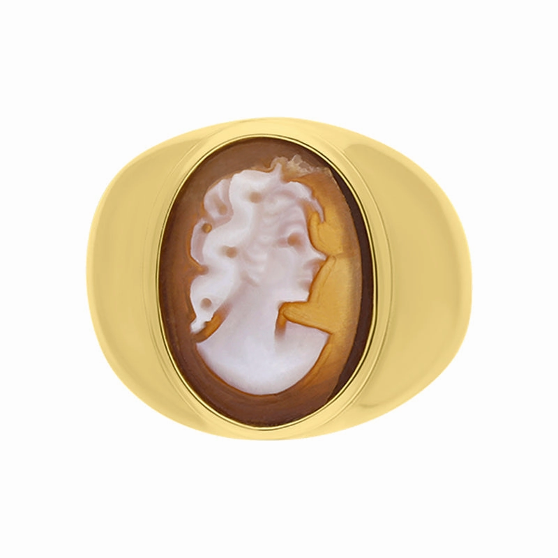 Cameo Italy Yellow Gold Plated Sterling Silver Portrait Ring D