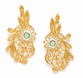 CASSIOPEE Flower   Strass Amazonite French Hooks
