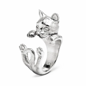 Cat Fever Sterling Silver European Hug Ring