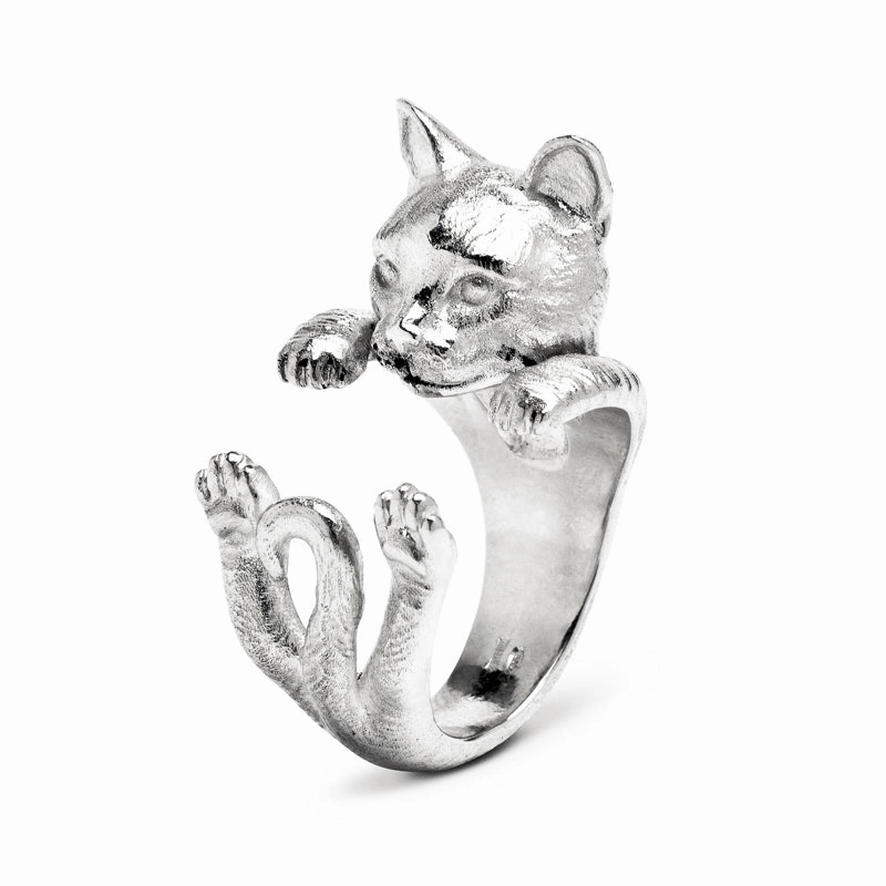 Cat Fever Sterling Silver European Hug Ring
