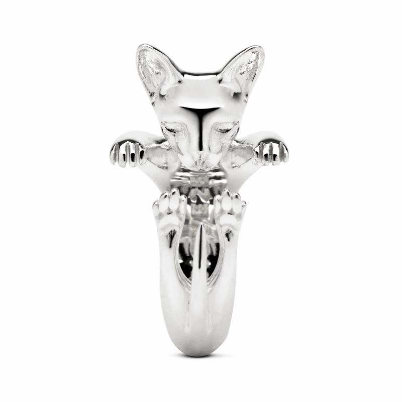 Cat Fever Sterling Silver Sphynx Hug Ring D