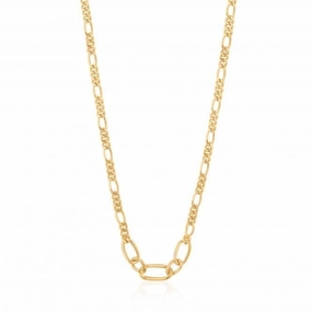 Chain Reaction Shiny Gold Figaro Chain Necklace N021-03G