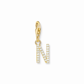 Charm Pendant letter N gold plated